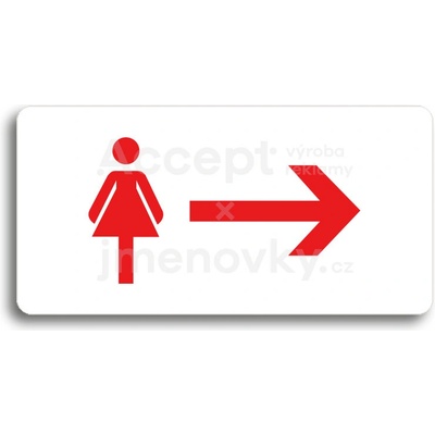 ACCEPT Piktogram WC ŽENY VPRAVO - bílá tabulka - barevný tisk bez rámečku