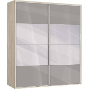 Bogdan Furniture G Двукрилен гардероб с плъзгащи врати Мебели Богдан Модел bm-ava 51, сив гланц със сонома