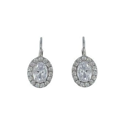 INFINITYSILVER Stříbrné náušnice GINA 2 ovály s bílými zirkony KE330BZp
