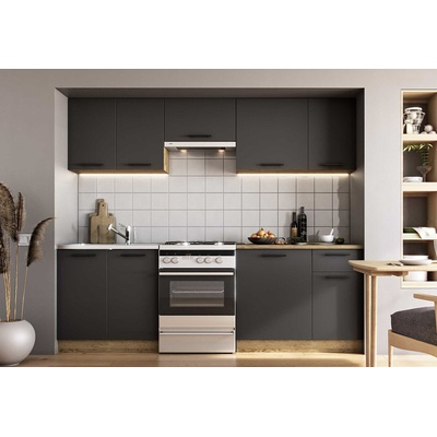 Halmar Блок кухня 2, 4 м daria 240 корпус дъб крафт / фронт антрацит / плот дъб крафт