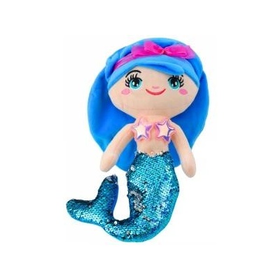 LEAN Toys Plush Mermaid Cuddly Toy Tail Sequins Blue 30cm
