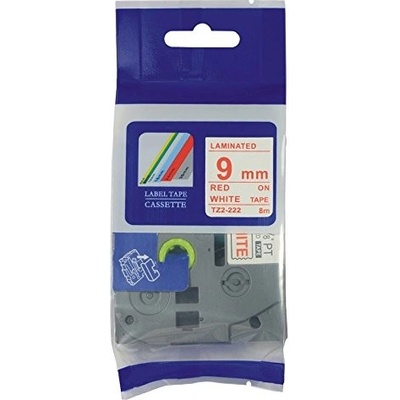 Label Brother TZ-222 - kompatibilná páska - 9mm, podklad: biely/písmo: červené - laminovaná