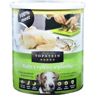 Topstein kura s rybou v plechu 800 g
