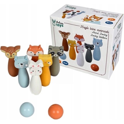 Adam Toys Dřevěné kuželky Lesní zvířátka