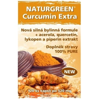 Naturgreen Organic Curcumin Extra+Piperin extrakt 120 vegan kapslí