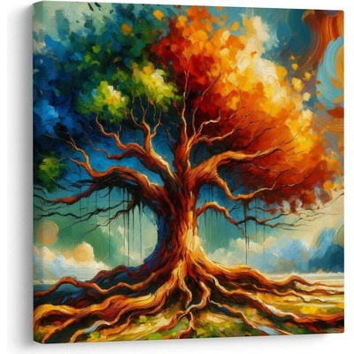 Obraz barevný strom života s kořeny - 50x50
