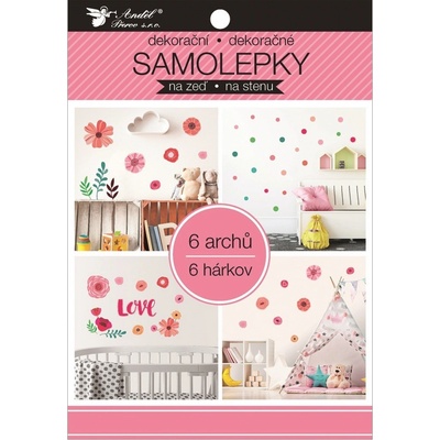 Anděl Samolepky na zeď v bloku květiny kolečka 16 x 23 cm 6 listů 15055 – Sleviste.cz