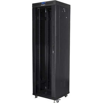Lanberg Комуникационен шкаф Lanberg rack cabinet 19" free-standing 42U/600x600 (flat pack) with glass door lcd black v2 (FF01-6642-12BL)