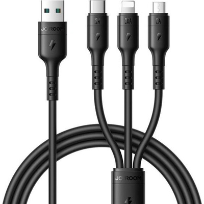 Joyroom S-A61 3v1 USB-A na USB-C / Lightning / micro USB 1,2m černý