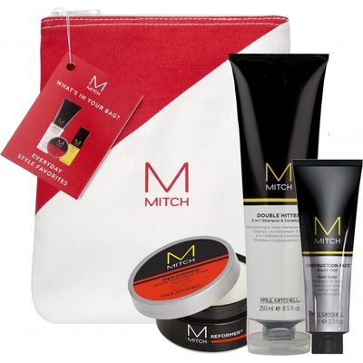 Paul Mitchell Mitch Trio Travel Bag šampon a kondicionér 250 ml + modelovací hlína 85 ml + stylingová pasta 75 ml darčeková sada