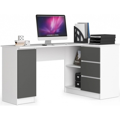 Ak Furniture B-20 rohový 155 cm pravý bílý / šedý