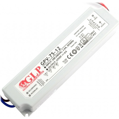 Napájecí zdroj pro LED pásky a LED pásky vodotěsné GPV-75-12 - 12V / 6A / 72W – Sleviste.cz