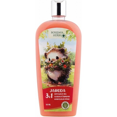 Bohemia Gifts Herbs Jahoda 3v1 sprchový gél, šampón a pena do kúpeľa pre deti 500 ml