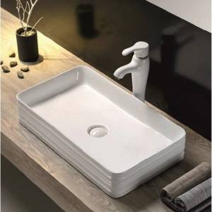 Inter Ceramic Мивка за баня ICB 881, монтаж върху плот, порцелан, бял, 68x38x13см (881)
