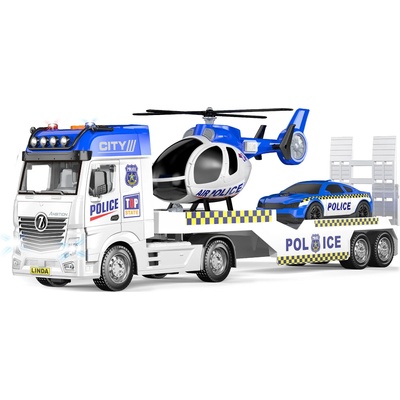Wiky Vehicles Auto policie tahač 55 cm a helikoptéra s efekty set