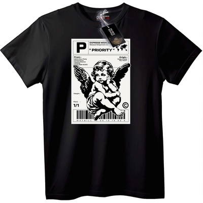 NOONEBRAND Тениска Приоритетен ангелски транспорт - 2XL, White