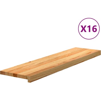 vidaXL Стълбищни стъпала, 16 бр, светлокафяви, 100x25x2 см, дъб масив (3282992)