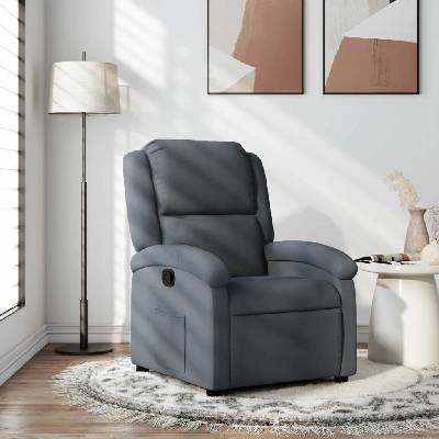 Petrashop 3205492 Polohovací křeslo tmavě šedé sametové