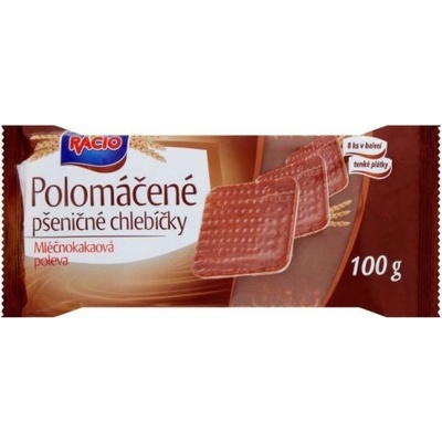 Racio Polomáčené pšeničné chlebíčky mléčnokakaová poleva 100 g