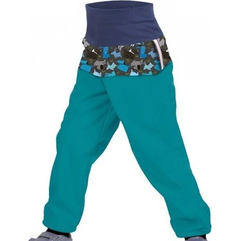 Unuo dětské softshellové kalhoty BATOLE Pejsci smaragdová