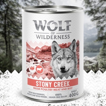 Wolf of Wilderness 6x400г Stony Creek Adult Wolf of Wilderness, консервирана храна за кучета - птиче месо с говеждо, без зърно