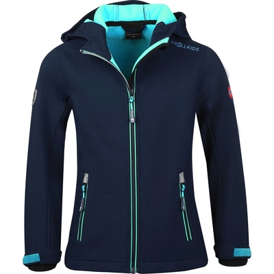 TROLLKIDS Детско софтшел яке Trollkids Girl's Trollfjord Jacket Softshell jacket - Navy / Mint - размер 116 (EU) (703-2073-0214)