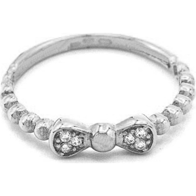 B&B Goldinvestic Zlatý prsten mašlička se zirkony bílé zlato N3332