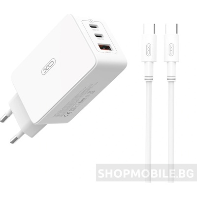 XO Супер-бързо зарядно XO wall charger XO wall charger CE13 PD QC 3.0 65W, 1x USB 2x USB-C + USB-C - USB-C cable (CE13)