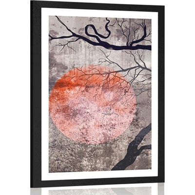 Plakát s paspartou surrealistické stromy - 40x60 silver