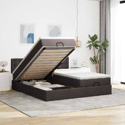 vidaXL 11461.3312888 Osmanský rám postele s matrací tmavě hnědá textil