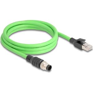 Delock Кабел Delock M12 A с кодиран 8-пинов мъжки конектор - RJ45 мъжки конектор, PUR (TPU), 2 м