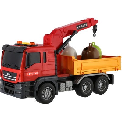 Teddies Auto nákladní městské služby plast 27cm na setrvačník na baterie se světlem se zvukem v krab. 31x19