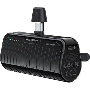 VEGER Външна батерия с USB-C конектор - Veger Plug On-C Pro Powerbank With USB-C Connector 5000mAh 20W (черен) (W0558)