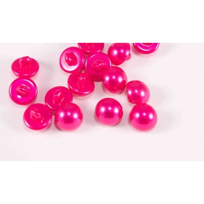 Gombík perlička so spodným prišitím - ostro ružová perleťová - priemer 1,1 cm