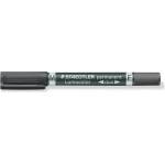 STAEDTLER Алкохолен маркер, 0, 6/1, 5 мм, заострен, с два края, STAEDTLER "Lumocolor duo 348", черен 348-9 (348-9)