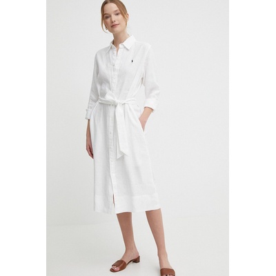 Ralph Lauren Ленена рокля Polo Ralph Lauren в бяло къса със стандартна кройка 211943992 (211943992)