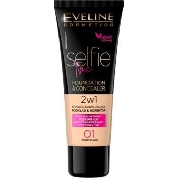 Eveline Cosmetics Selfie Time Make-up a korektor 2 v 1 01 porcelain 30 ml