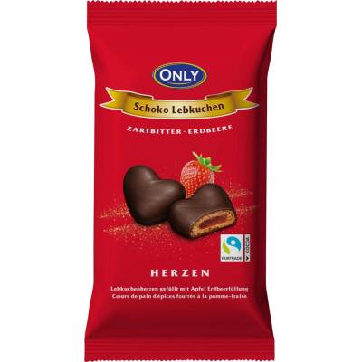 Only perníková srdíčka s jahodovou náplní v hořké čokoládě 150 g