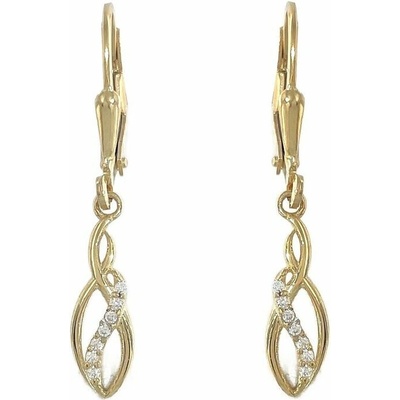 INFINITYSILVER Stříbrné náušnice visací zirkonové pozlacené OE409G