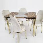 LAVO Трапезен комплект Aurelia Gold с маса и 4 стола (LV-AURG-130-K)