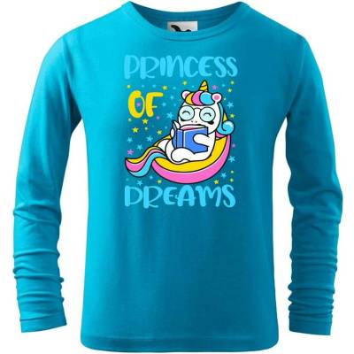 DOBRÝ TRIKO Dětské bavlněné triko Princess of dreams Tyrkysová