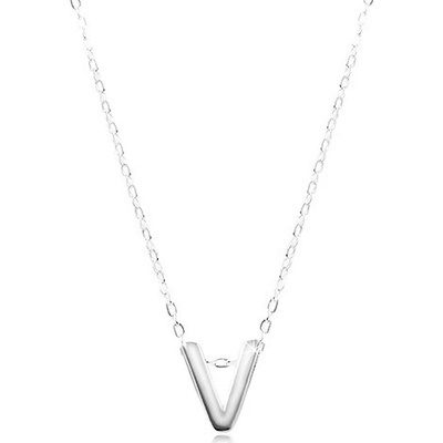 Šperky eshop Stříbrný lesklý velké tiskací písmeno V SP08.23