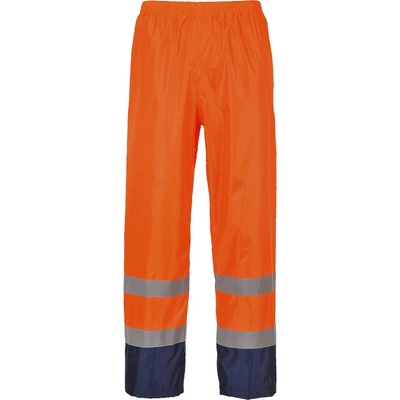 PortWest HI-VIS CLASSIC H444 Reflexní kalhoty do deště XS HV oranžová/námořní modrá