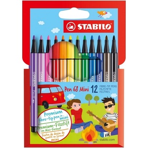 STABILO Комплект флумастери, Stabilo, Pen 68 Mini, 12 цвята (ST668/12)