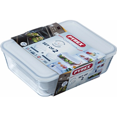 Pyrex Cook & Freeze Set 2 sklenených misiek s viečkami 912S951/7146 1,5 l + 2,6 l