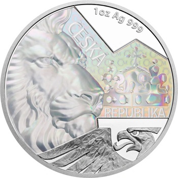 Česká mincovna Stříbrná uncová mince Český lev s hologramem proof 1 oz
