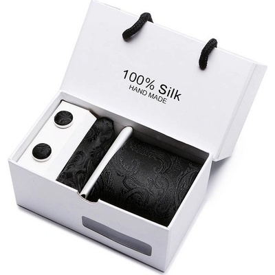 Kravata Kyle manžetové knoflíčky kapesníček černá – Zboží Mobilmania