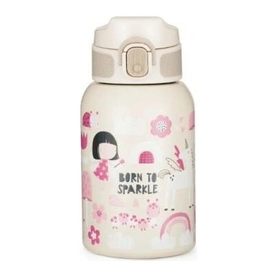 Petite & Mars nerezová termo láhev se slámkou 350 ml 12m+ motiv víly