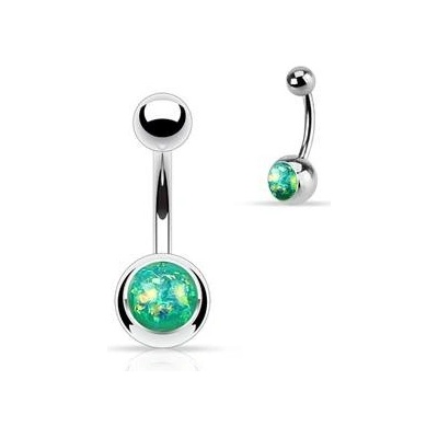 Šperky4U piercing do pupíku banánek zelený opál BS1058-G
