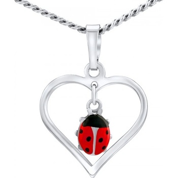 SILVEGO Strieborný prívesok Srdce a lienka B11224-11